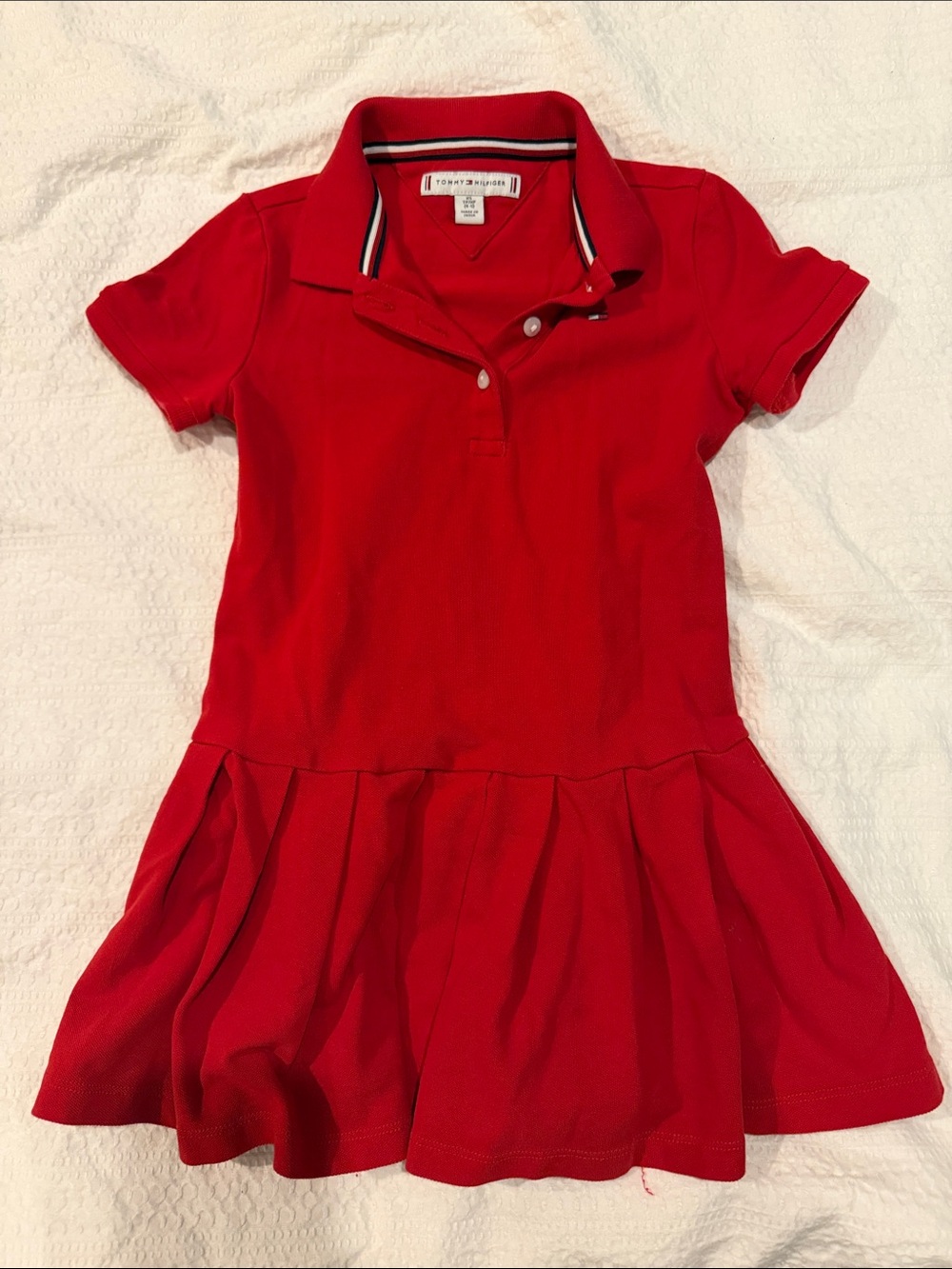 Tommy Hilfiger Red Polo Skater Dress with Striped Collar